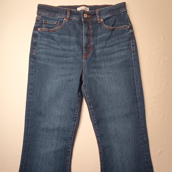 Loft Jeans Size 29/8 The Slim Flare High Rise Dark Wash - Picture 2 of 10